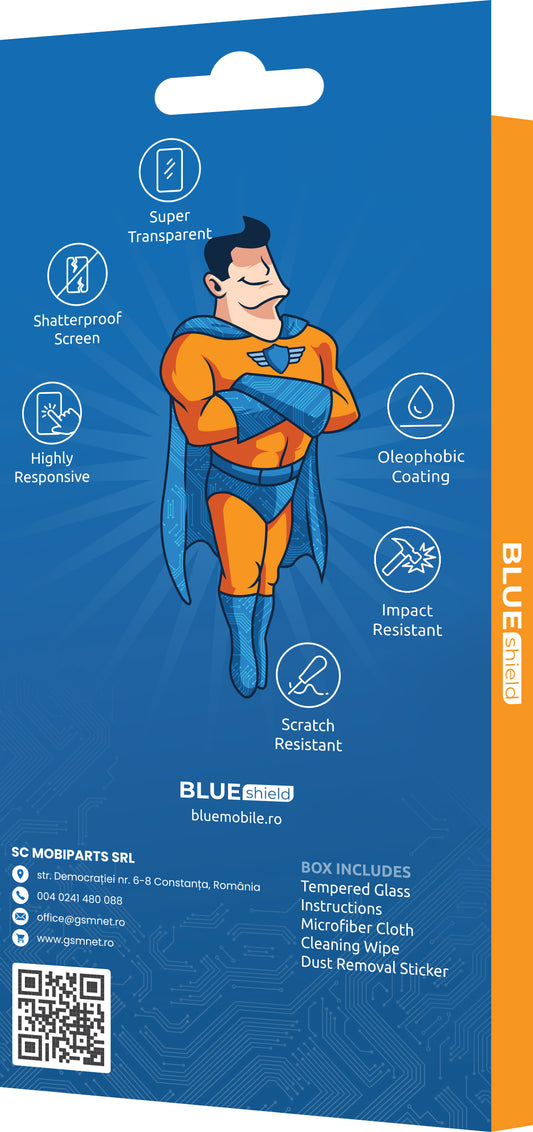 Blue Shield Screen Protector for Samsung Galaxy S22 Ultra 5G S908, Shielded Glass, Edge Glue, Case Friendly, Black