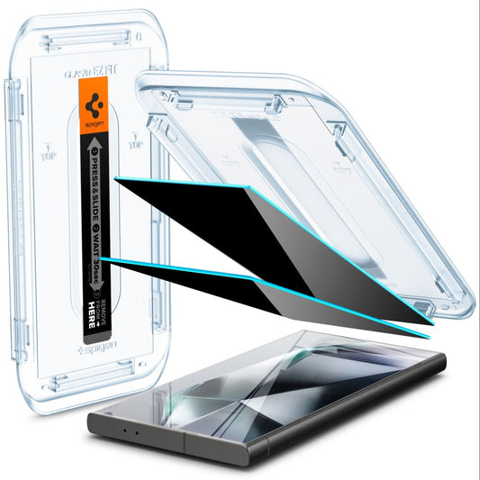 Spigen EZ FIT Privacy Screen Protector für Samsung Galaxy S24 Ultra S928, Schutzglas, Vollverklebung, Set 2 Stück