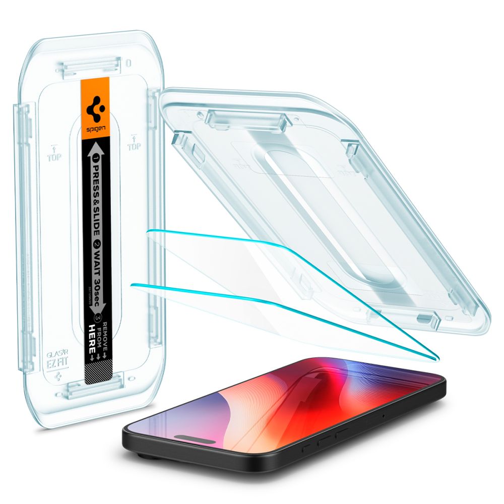 Schutzfolie Spigen GlastR EZ FIT für Apple iPhone 17 Pro Max / 16 Pro Max, gehärtetes Glas, Vollverklebung, Set mit 2 Stück AGL07907