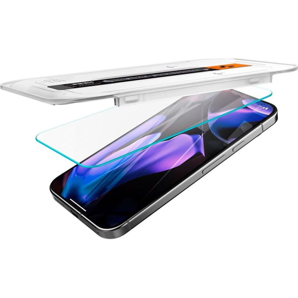 Schutzfolie Spigen GlastR EZ FIT für Google Pixel 9 Pro XL, gehärtetes Glas, Full Glue, Set mit 2 Stück AGL08445