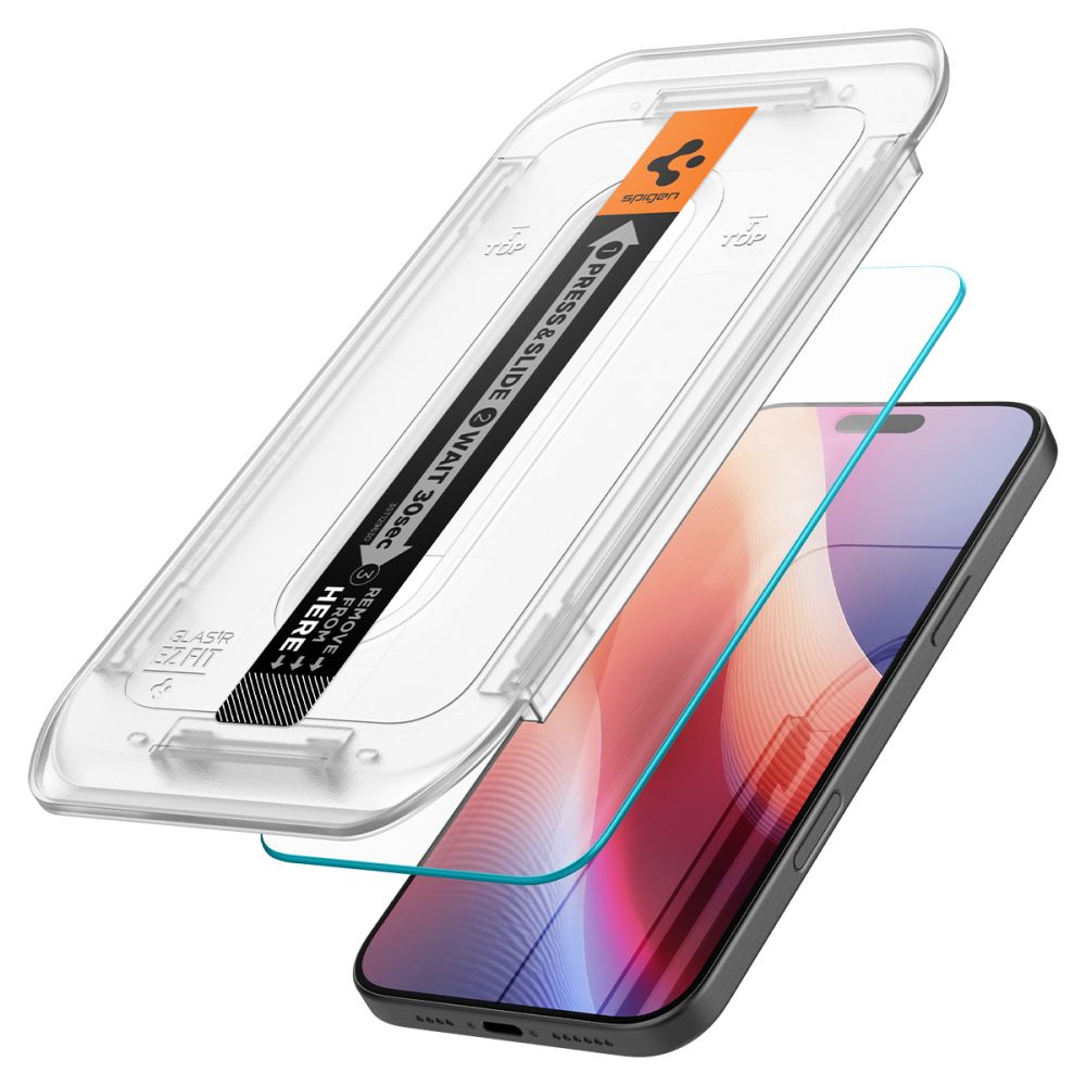Schutzfolie Spigen GlastR EZ FIT für Apple iPhone 17 Pro Max / 16 Pro Max, gehärtetes Glas, Vollverklebung, Set mit 2 Stück AGL07907