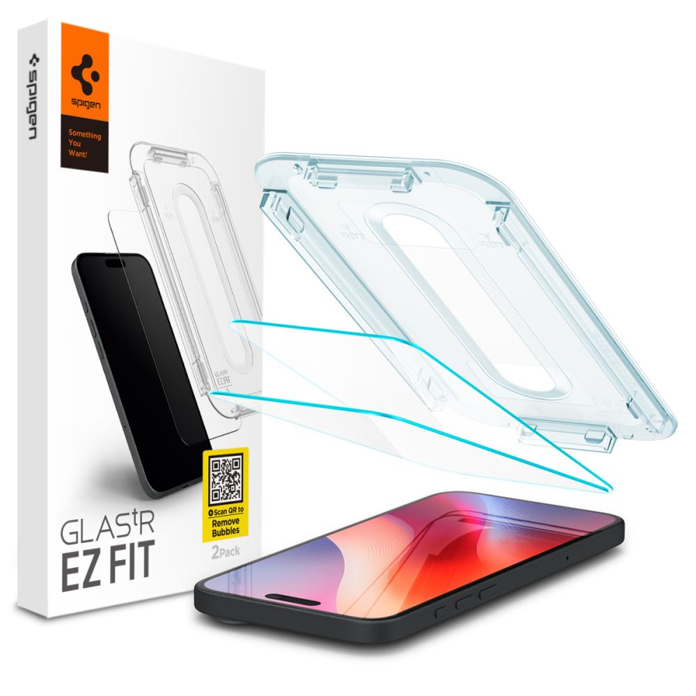 Schutzfolie Spigen GlastR EZ FIT für Apple iPhone 17 Pro Max / 16 Pro Max, gehärtetes Glas, Vollverklebung, Set mit 2 Stück AGL07907