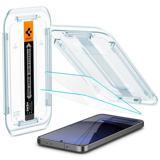 Spigen EZ FIT Displayschutzfolie für Samsung Galaxy S24 FE S721, Glas geschützt, Vollverklebung, Set 2 Stück AGL08729