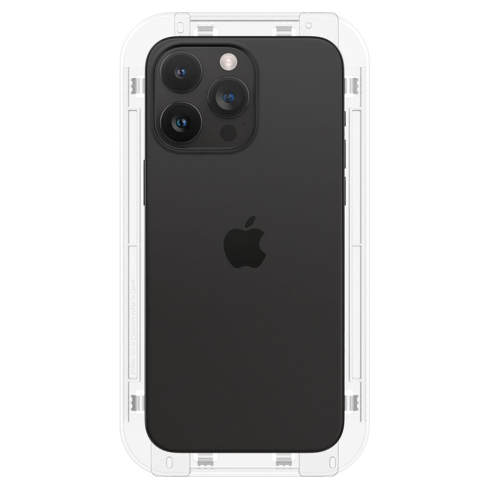 Spigen GlastR EZ FIT Displayschutzfolie für Apple iPhone 15 Pro, gehärtetes Glas, Full Glue, 2er Set AGL06892
