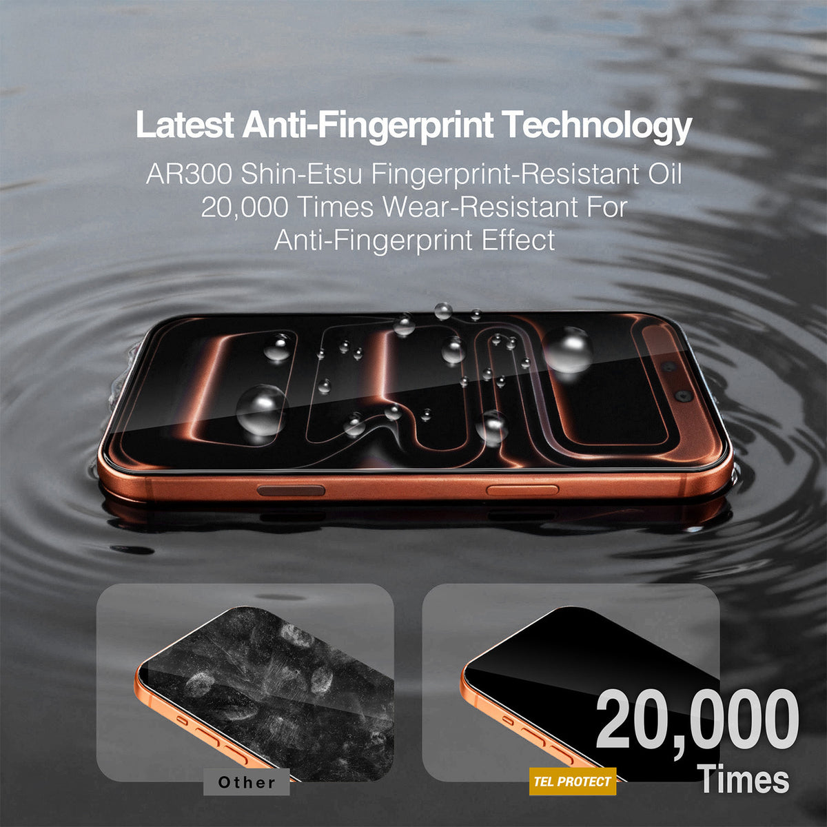 Tel Protect 10X HD DLC Diamond Coating Displayschutzfolie für Apple iPhone 17 / 16 Pro, gehärtetes Glas, vollflächig klebend, schwarz