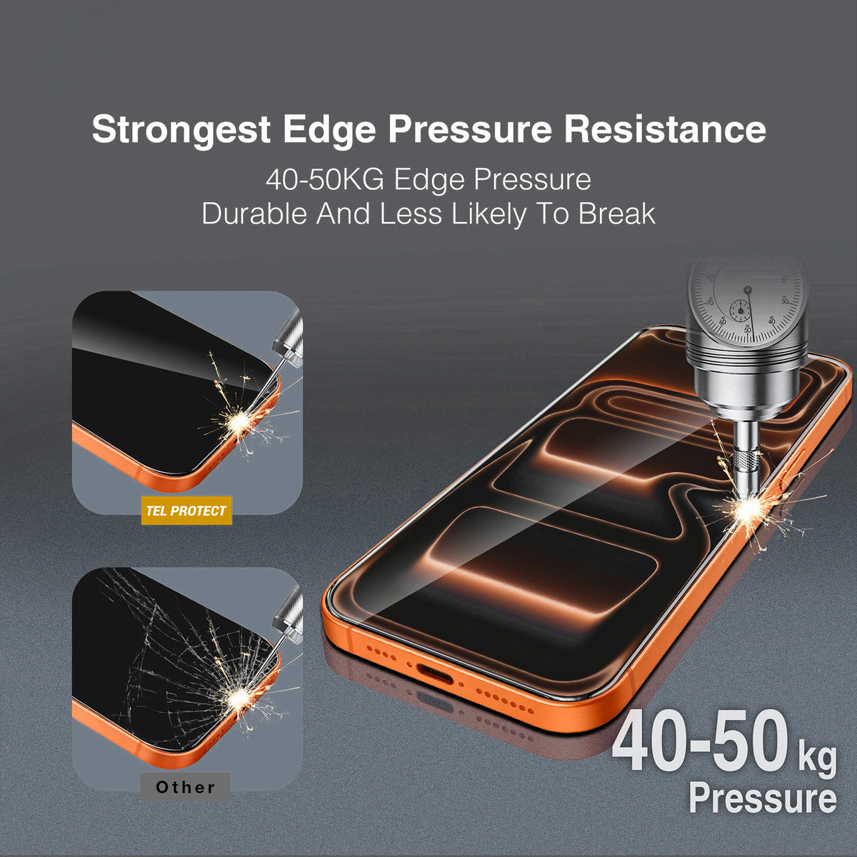 Tel Protect 10X HD DLC Diamond Coating Displayschutzfolie für Apple iPhone 17 / 16 Pro, gehärtetes Glas, vollflächig klebend, schwarz