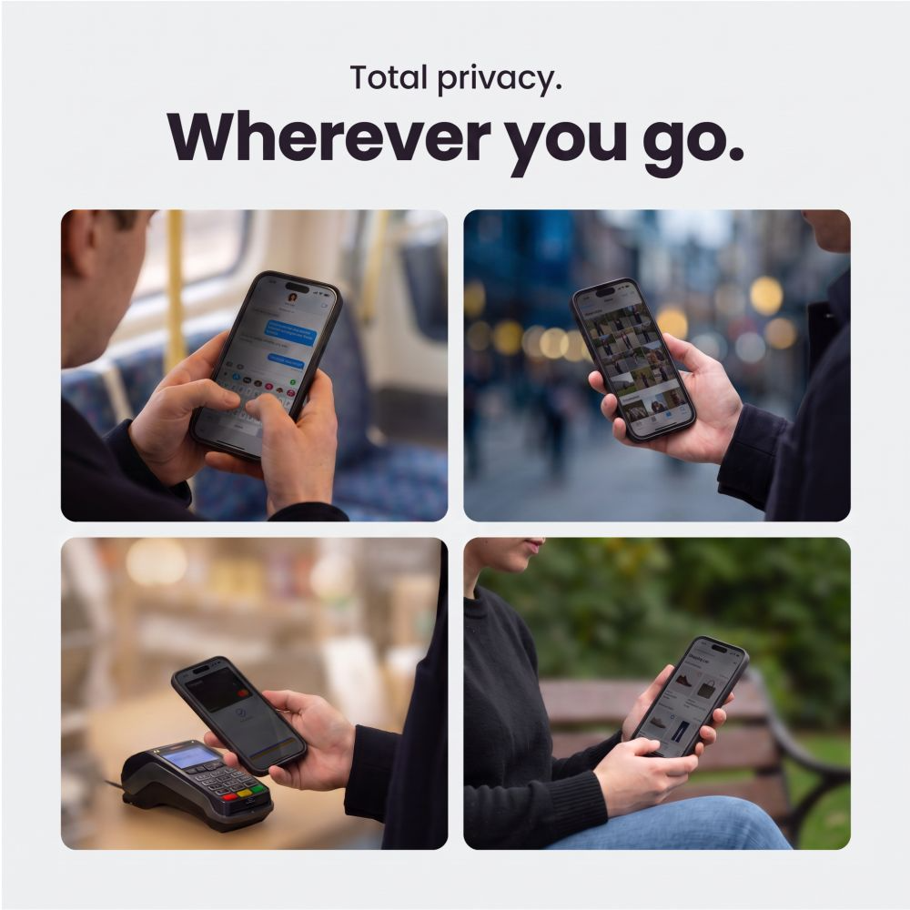 Privacy-Schutzfolie Tech-Protect OneTouch für Apple iPhone 18 Pro, gehärtetes Glas, Full Glue, 2er-Set