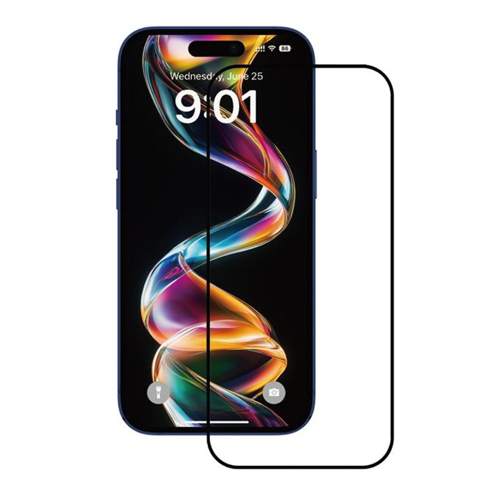 Anank 1X Verstärkter Displayschutzfolie für Apple iPhone 16 Pro Max, Sicherheitsglas, Vollkleber, 2.5D, Schwarz