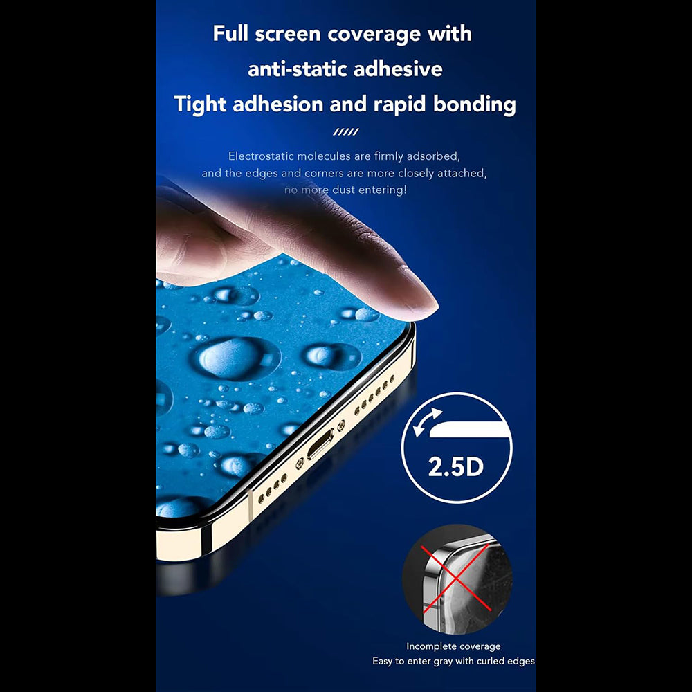 Anank 3X Verstärkte Schutzfolie für Apple iPhone 16 Pro, Gehärtetes Glas, Vollkleber, 2.5D, Schwarz