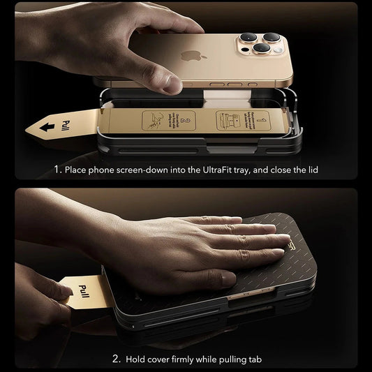 Schutzfolie ESR Corning UltraFit für Apple iPhone 17 Pro, gehärtetes Glas, Full Glue, Set 3 Stück