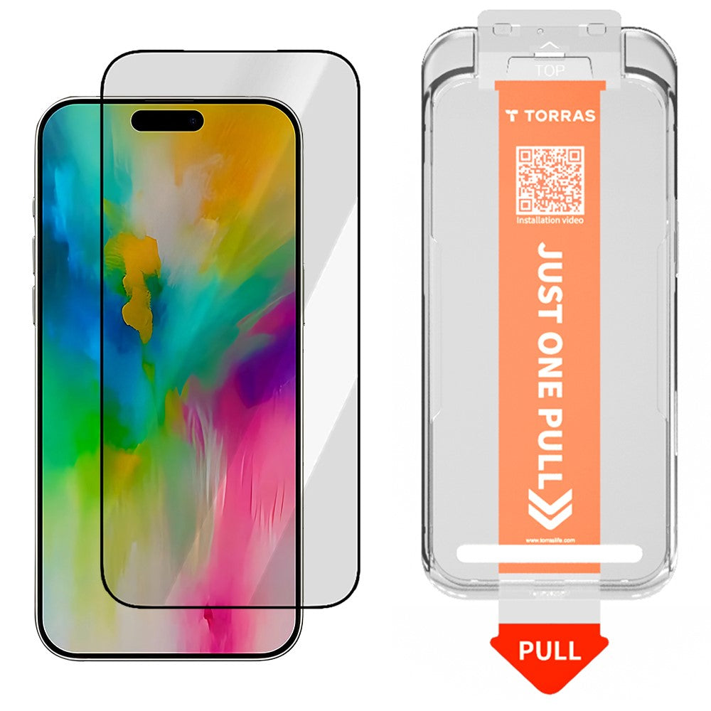 Schutzfolie Torras GlassGo Install Master für Apple iPhone 17 Air, gehärtetes Glas, Full Glue