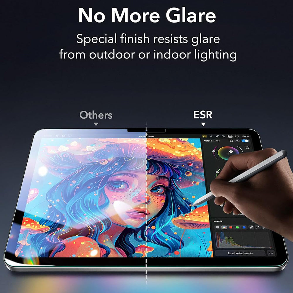 Schutzfolie ESR Armorite Paper Feel UltraFit für Apple iPad Air 11 (2026) / Air 11 (2025), Gehärtetes Glas, Vollverklebung, Set mit 2 Stück