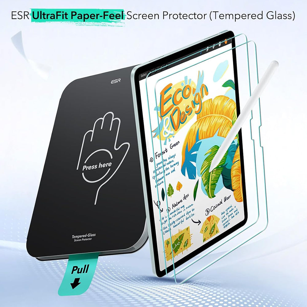 Schutzfolie ESR Paper Feel UltraFit für Apple iPad Air 11 (2026) / Air 11 (2025), Kunststoff, Set mit 2 Stück