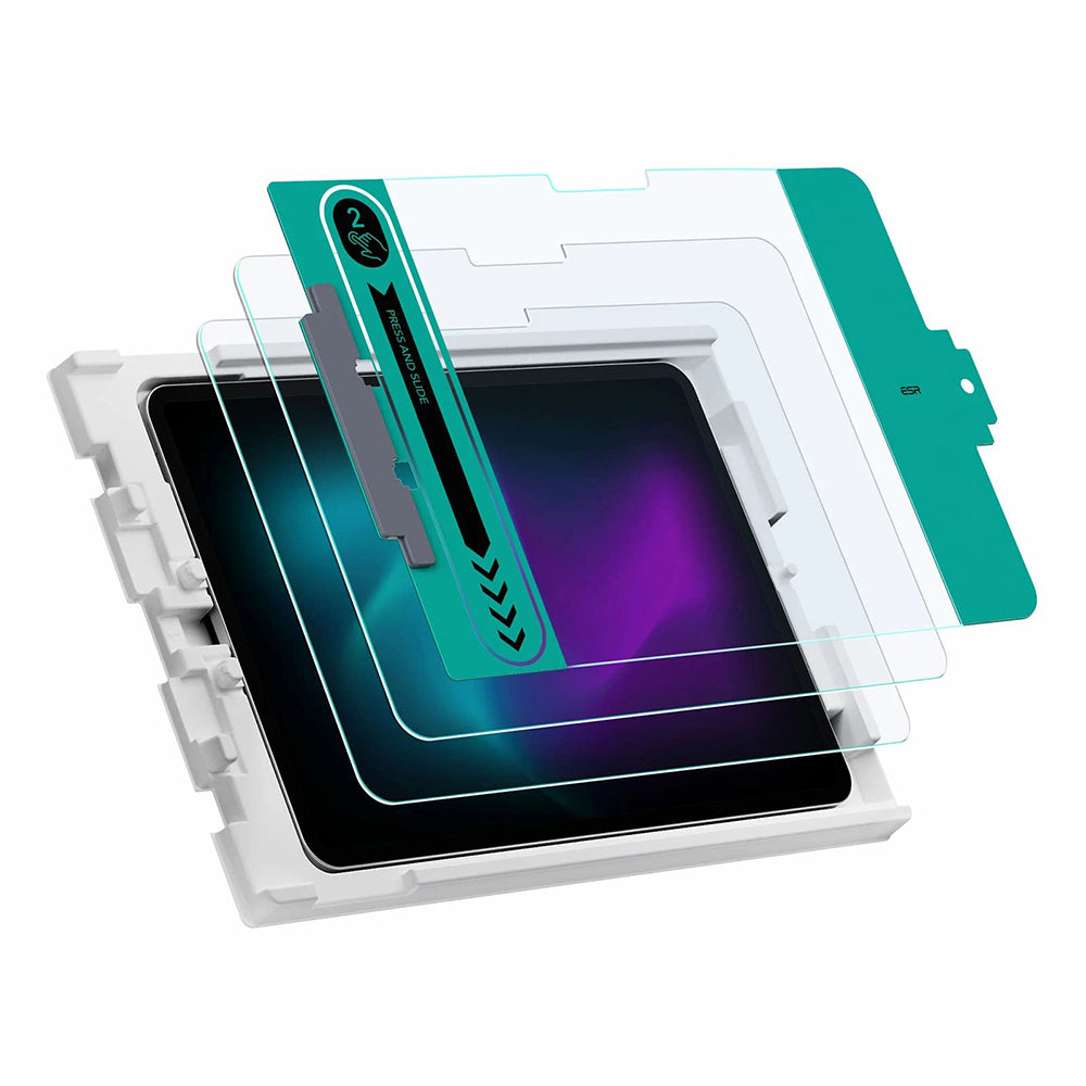 Schutzfolie ESR Bildschirm für Apple iPad Pro 13 (2024), Gehärtetes Glas, Vollverklebung, Set 2 Stück