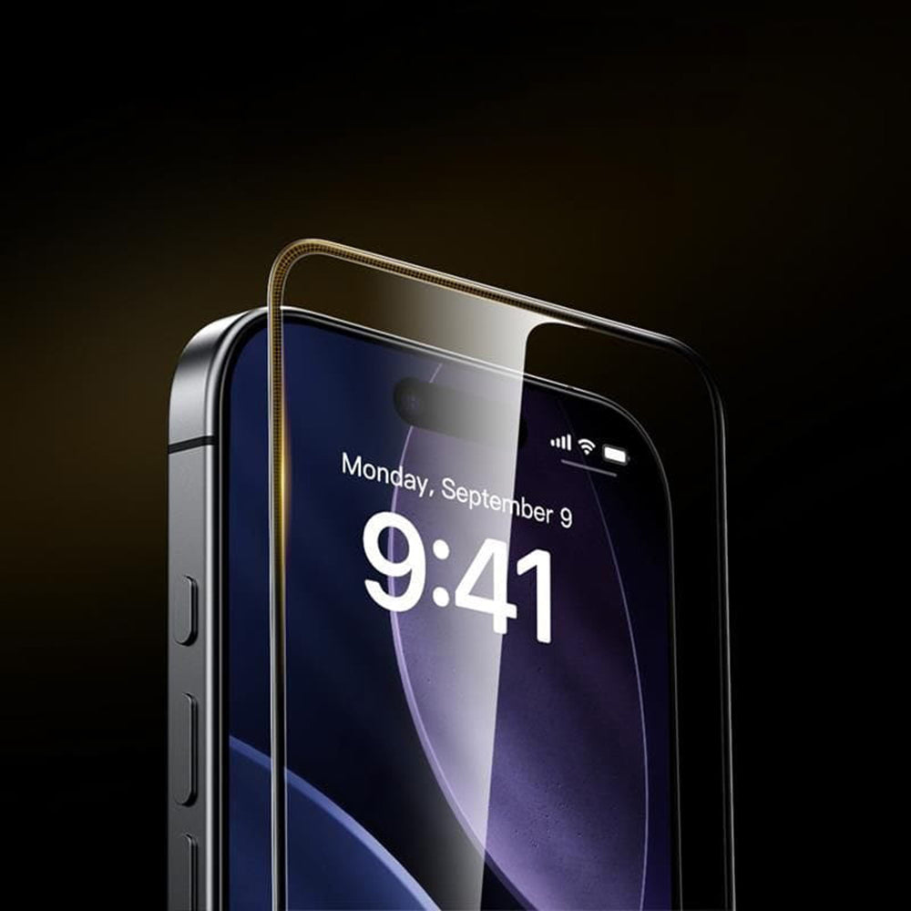 Schutzfolie ESR UltraFit Armorite Pro für Apple iPhone 17 / 16 Pro, gehärtetes Glas, Full Glue, Schwarz