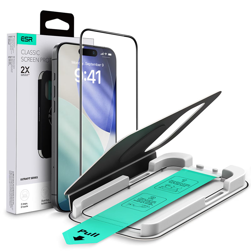 Schutzfolie ESR UltraFit für Apple iPhone 17 Pro, gehärtetes Glas, Full Glue, Schwarz