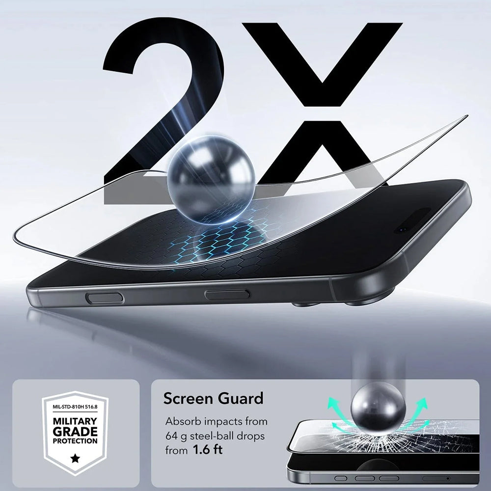 Schutzfolie ESR UltraFit für Apple iPhone 17 Pro, gehärtetes Glas, Full Glue, Set 3 Stück