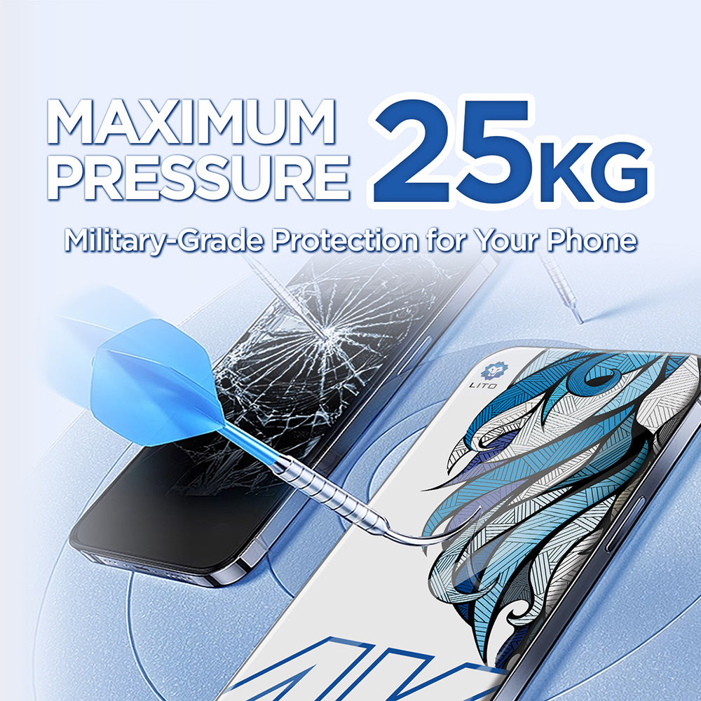 Schutzfolie Lito D+ Max 4K für Apple iPhone 17 / 16 Pro, gehärtetes Glas, Vollkleber, Schwarz