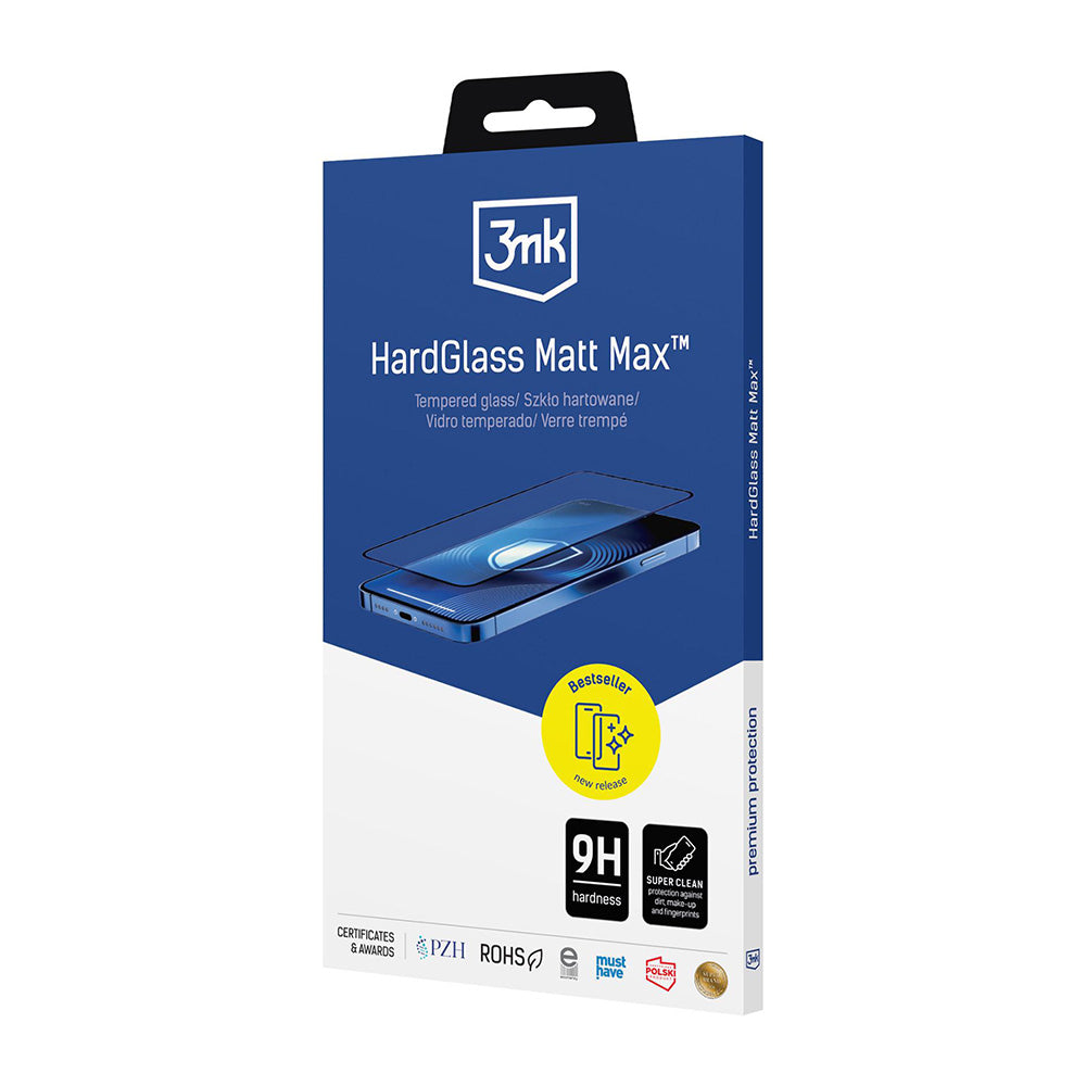 Schutzfolie Matte 3MK HardGlass Max für Apple iPhone 17 Air, Gehärtetes Glas, Vollverklebung, Schwarz