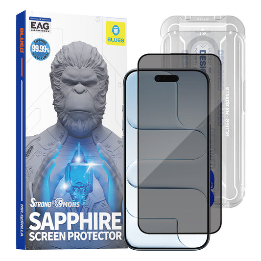 Schutzfolie Privacy Blueo Sapphire Applicator Pro für Apple iPhone 17 Air, Gehärtetes Glas, Vollkleber
