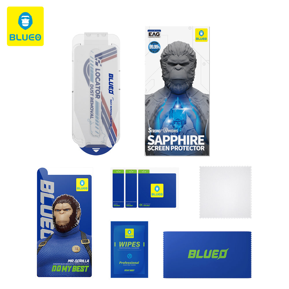 Schutzfolie Privacy Blueo Sapphire Applicator Pro für Apple iPhone 17 Air, Gehärtetes Glas, Vollkleber