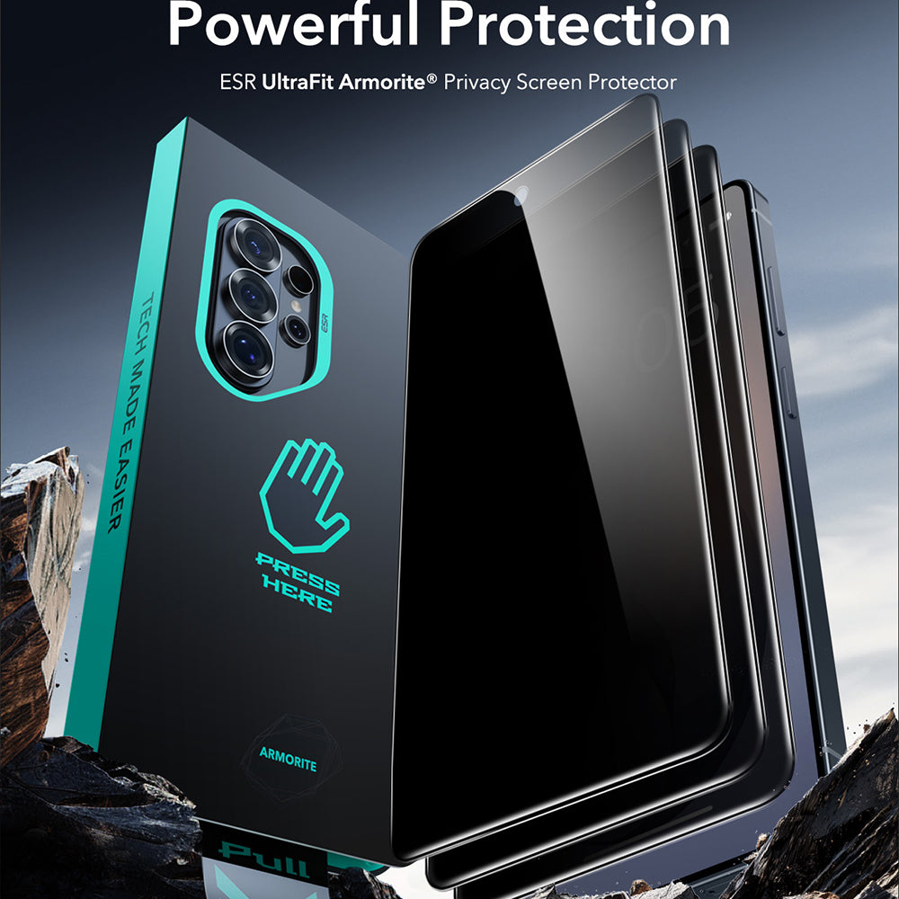 Schutzfolie Ecran Privacy ESR Armorite für Samsung Galaxy S26 Ultra S948, Gehärtetes Glas, Vollverklebung