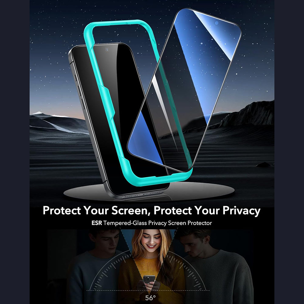Displayschutzfolie Privacy ESR für Apple iPhone 17 Air, Gehärtetes Glas, Vollverklebung, Set mit 3 Stück.