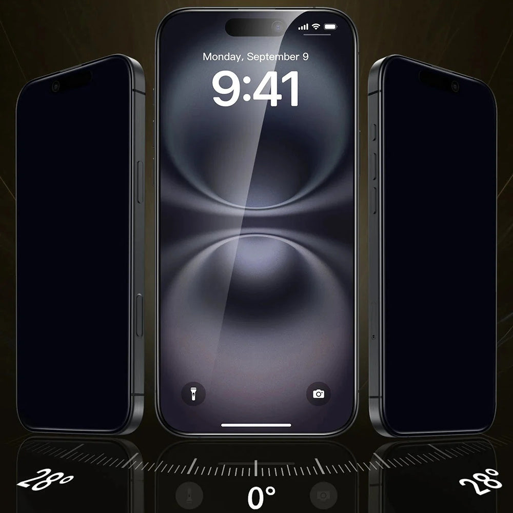 Schutzfolie Ecran Privacy ESR UltraFit Armorite Pro für Apple iPhone 17 / 16 Pro, Gehärtetes Glas, Full Glue, Set 3 Stück