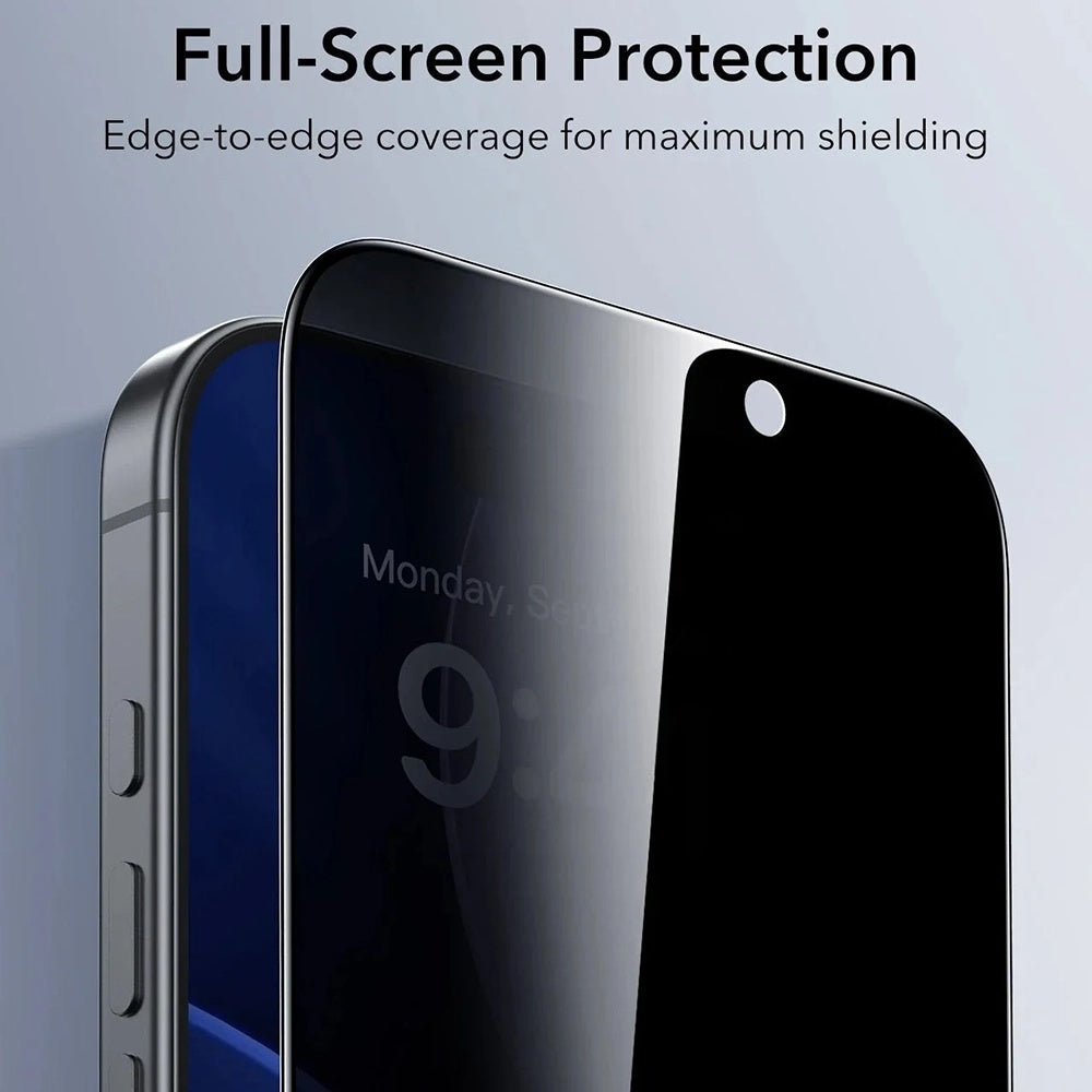 Schutzfolie Ecran Privacy ESR UltraFit für Apple iPhone 17 Pro, Gehärtetes Glas, Vollverklebung, Set 3 Stück
