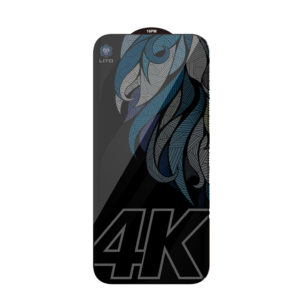 Schutzfolie Privacy Lito D+ Max 4K für Apple iPhone 17 / 16 Pro, gehärtetes Glas, Vollkleber