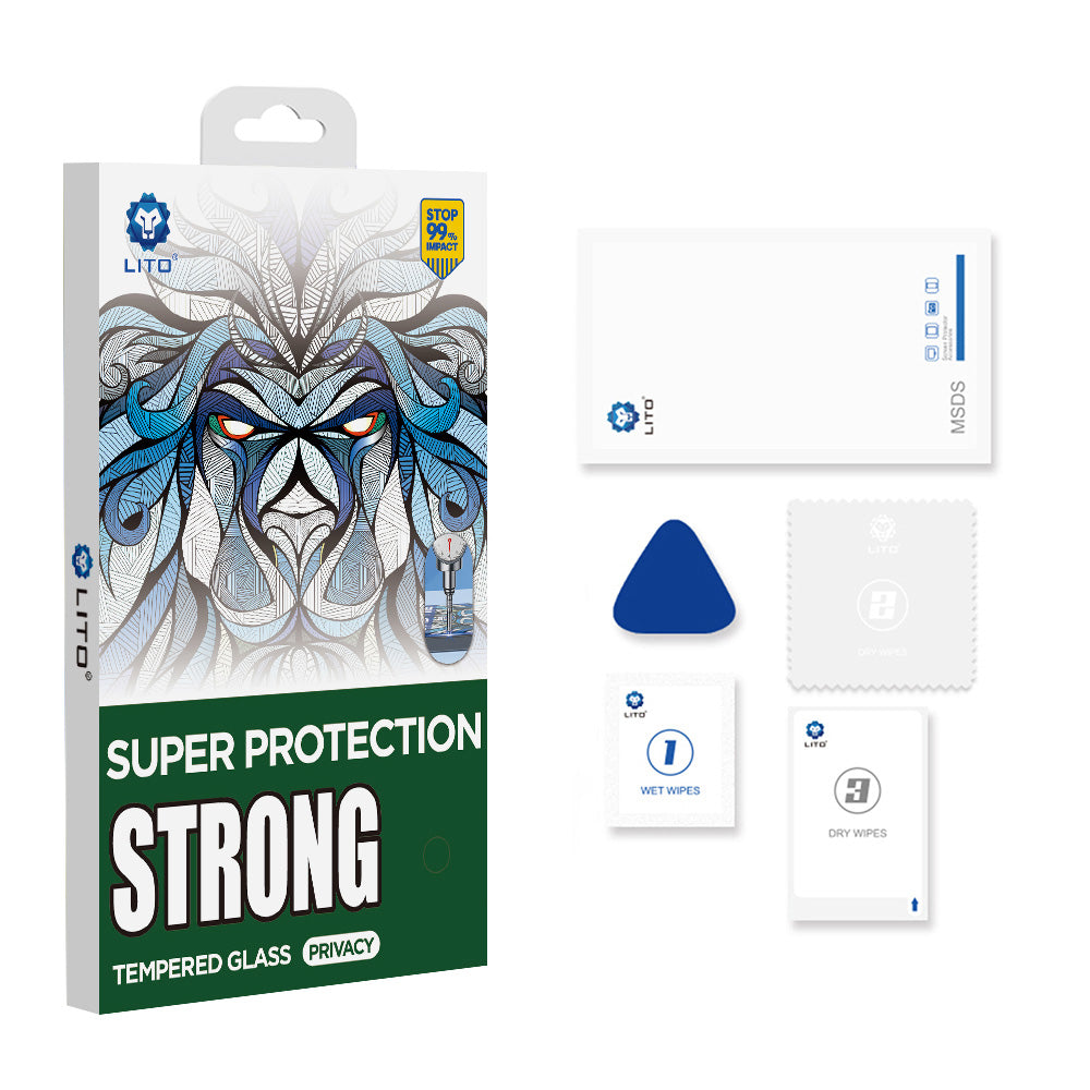 Schutzfolie Privacy Lito D+ Max Strong für Apple iPhone 17 / 16 Pro, gehärtetes Glas, Vollkleber