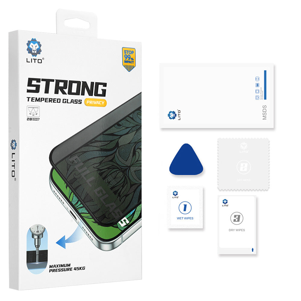 Außenschutzfolie Privacy Lito D+ Max Strong für Apple iPhone Duo, gehärtetes Glas, Vollkleber