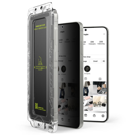 Privacy-Schutzfolie Ringke Easy Slide für Samsung Galaxy S25+ S936, gehärtetes Glas, Full Glue, 2er-Set