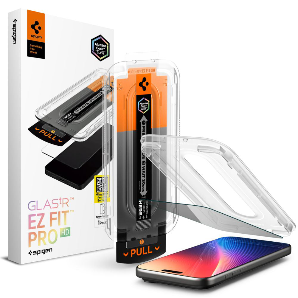 Schutzfolie Privacy Spigen GlastR EZ FIT Pro für Apple iPhone 17 Pro Max / 16 Pro Max, Gehärtetes Glas, Full Glue AGL10096
