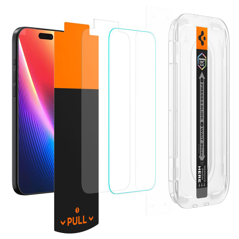Schutzfolie Privacy Spigen GlastR EZ FIT Pro für Apple iPhone 17 Pro Max / 16 Pro Max, Gehärtetes Glas, Full Glue AGL10096