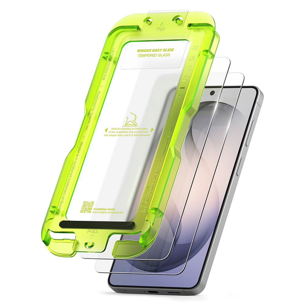 Schutzfolie Ringke Easy Slide für Samsung Galaxy S26 Plus S947, gehärtetes Glas, Vollkleber, Set mit 2 Stück