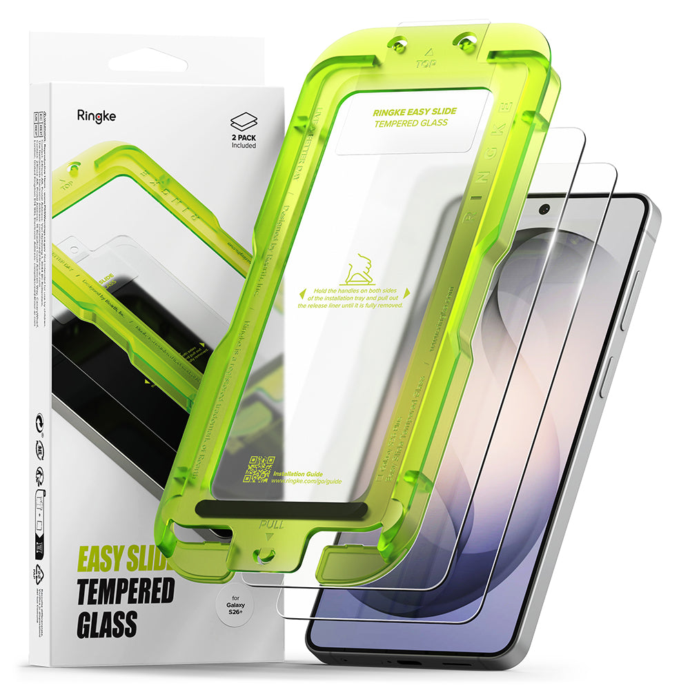 Schutzfolie Ringke Easy Slide für Samsung Galaxy S26 Plus S947, gehärtetes Glas, Vollkleber, Set mit 2 Stück