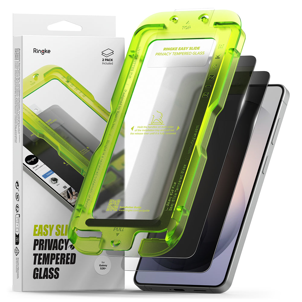Schutzfolie Ringke Easy Slide für Samsung Galaxy S26 Plus S947, gehärtetes Glas, Vollkleber, Set mit 2 Stück, Schwarz