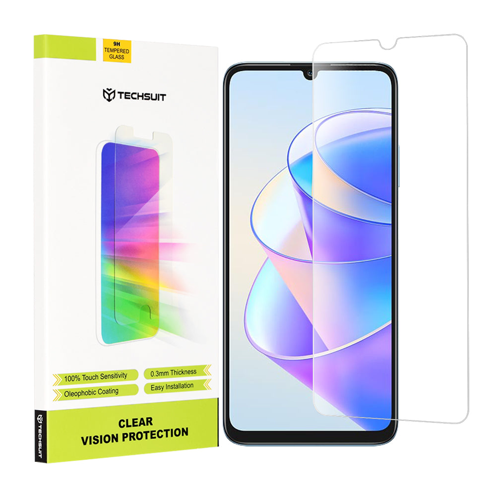Schutzfolie Techsuit Clear Vision für Honor X7a, gehärtetes Glas, Full Glue