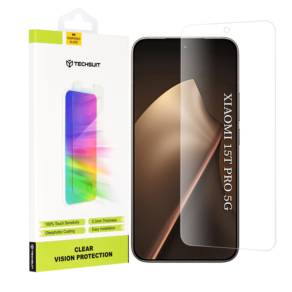 Schutzfolie Techsuit Clear Vision für Xiaomi 15T Pro, gehärtetes Glas, Vollkleber