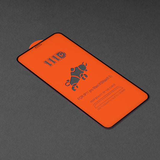 Techsuit Displayschutzfolie für Apple iPhone 11 Pro Max / XS Max, gehärtetes Glas, Full Glue, 111D, Schwarz