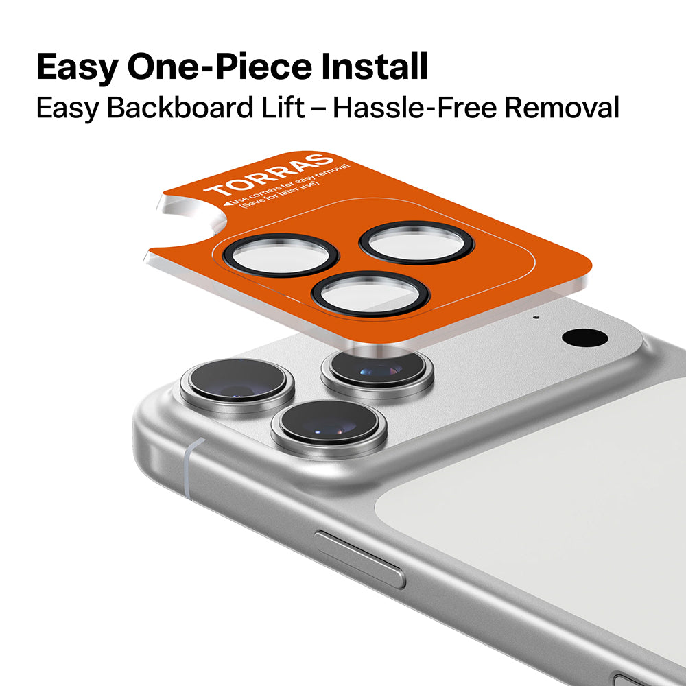 Torras Lensguard Rückkamera-Schutzfolie für Apple iPhone 17 Pro Max / 17 Pro, gehärtetes Glas, Orange