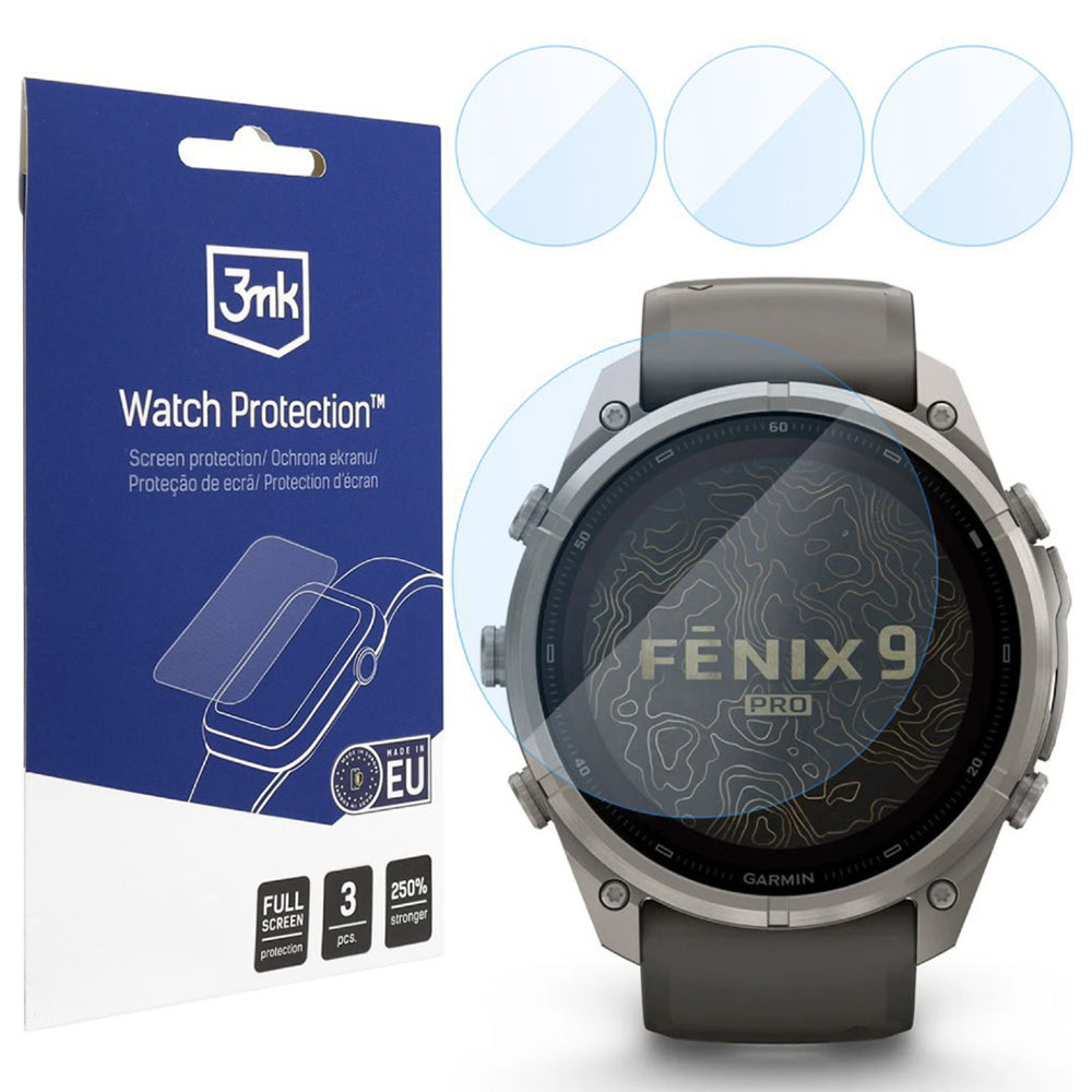 3MK FlexibleGlass Schutzfolie für Garmin Fenix 9 Pro Solar 47mm, 3er Set, Flexibles Glas