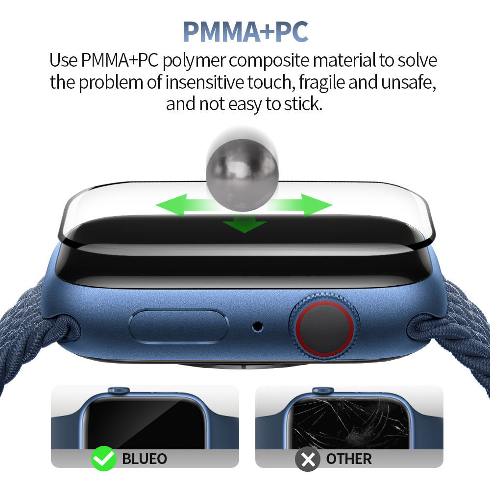 Blueo High Molecule Schutzfolie für Apple Watch Series 10 42mm, Gehärtetes Glas, Schwarz