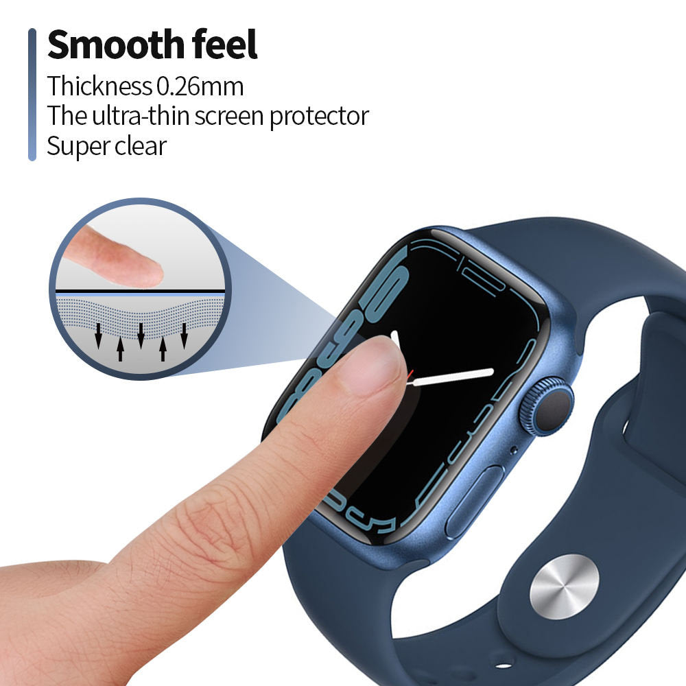 Blueo High Molecule Schutzfolie für Apple Watch 8 / 7 41mm Serie, gehärtetes Glas, schwarz