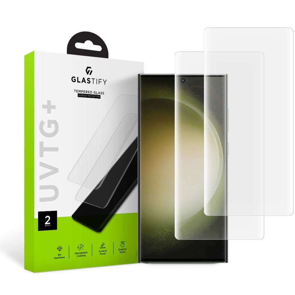 GLASTIFY UVTG+ Panzerglas für Samsung Galaxy S23 Ultra S918 | 2er Set | UV Glue | 9H
