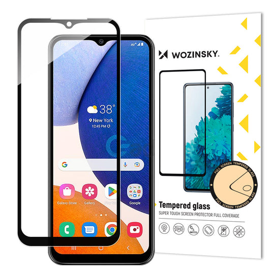 Displayschutzfolie WZK für Samsung Galaxy A14 A145 / A14 5G A146, Glas, Vollverklebung, Schwarz