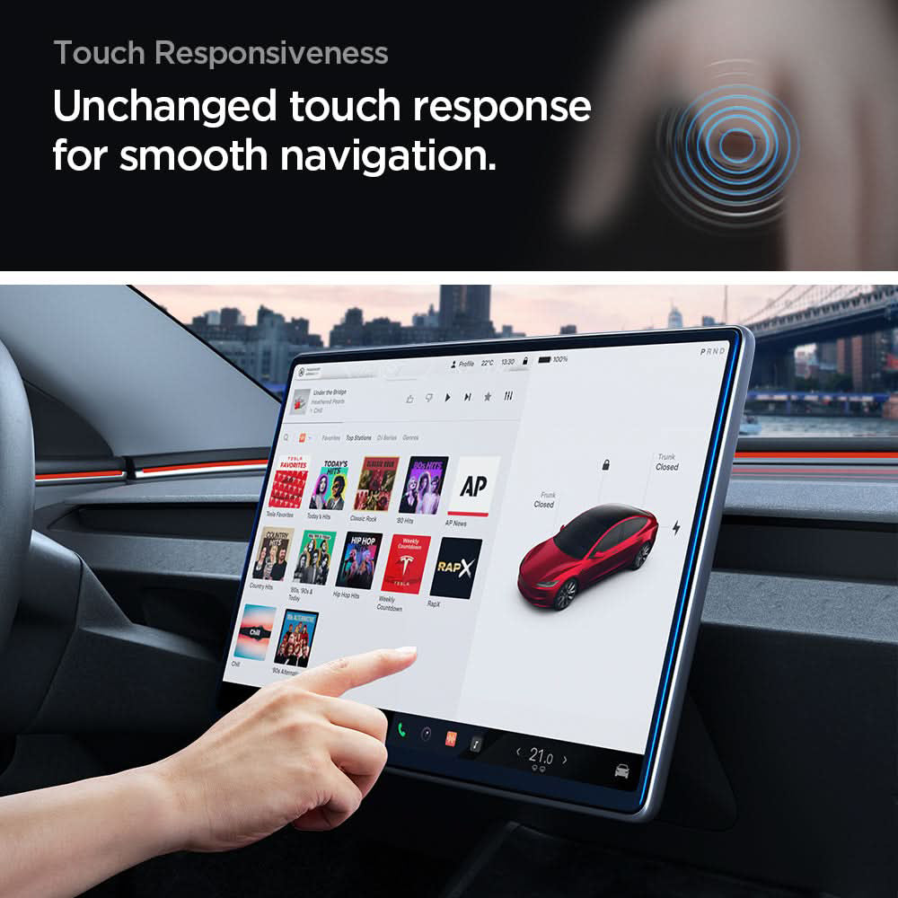 Spigen GlastR EZ FIT Anti-Glare FC Schutzfolie für Tesla Y (2026 / 2025) / 3 (2026 / 2025 / 2024) Navigation, gehärtetes Glas AGL07152