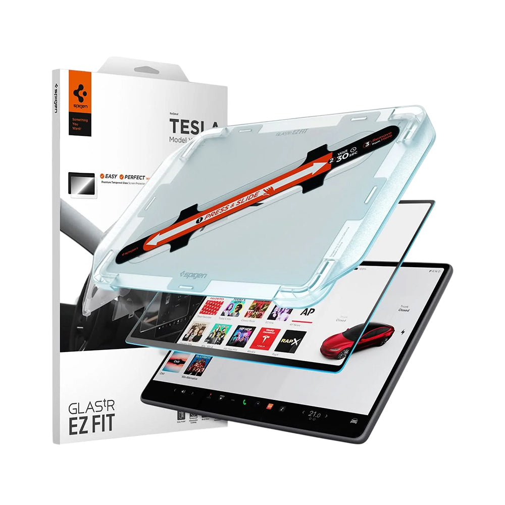 Spigen GlastR EZ FIT Anti-Glare FC Schutzfolie für Tesla Y (2026 / 2025) / 3 (2026 / 2025 / 2024) Navigation, gehärtetes Glas AGL07152