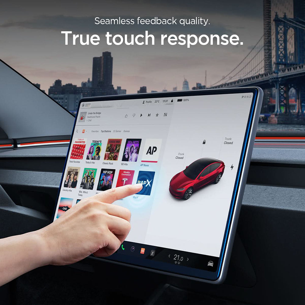 Spigen GlastR EZ FIT Schutzfolie für Tesla Y Navigation (2026 / 2025) / 3 (2026 / 2025 / 2024), Gehärtetes Glas AGL10654